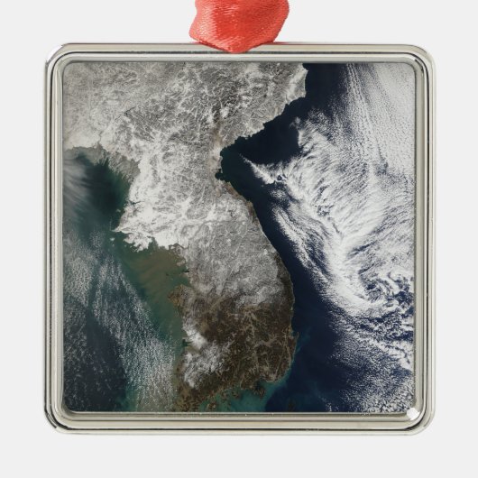 Sneeuw in Korea Metalen Ornament (Voorkant)