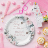 Sneeuw in liefde besneeuwde dennen winter bruidsme papieren bordje (Feest)