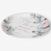 Sneeuw in liefde besneeuwde dennen winter bruidsme papieren bordje (Gekanteld)