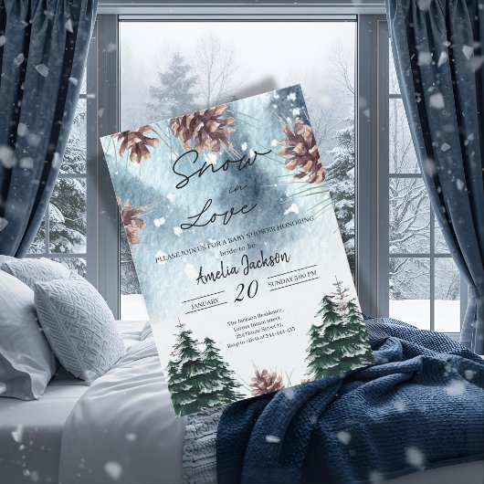 Sneeuw in liefde besneeuwde dennen winter vrijgeze kaart