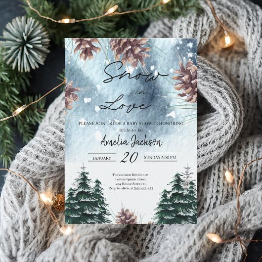 Sneeuw in liefde besneeuwde dennen winter vrijgeze kaart