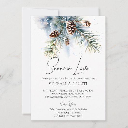 Sneeuw in liefde besneeuwde dennen winter vrijgeze kaart (Voorkant)