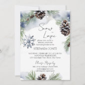 Sneeuw in liefde besneeuwde dennen winter vrijgeze kaart (Voorkant)