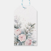 Sneeuw in liefde besneeuwde dennenwinter vrijgezel cadeaulabel (Achterkant)