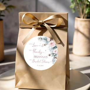 Sneeuw in liefde besneeuwde dennenwinter vrijgezel ronde sticker