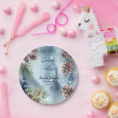 Sneeuw in liefde besneeuwde pijnbomen winter bruid papieren bordje (Feest)