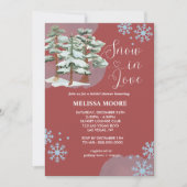 Sneeuw in liefde bordeaux winter bos sneeuwvlok kaart (Voorkant)