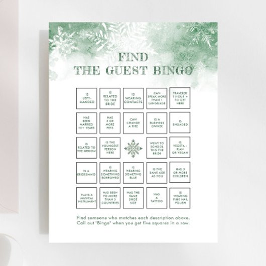 Sneeuw in Liefde Bruids Spel Vind de Gast Bingo