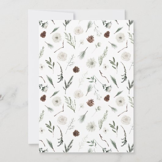 Sneeuw in Liefde Evergreen Bruids Douche uitnodigi Kaart (Achterkant)