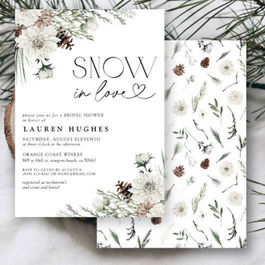 Sneeuw in Liefde Evergreen Bruids Douche uitnodigi Kaart