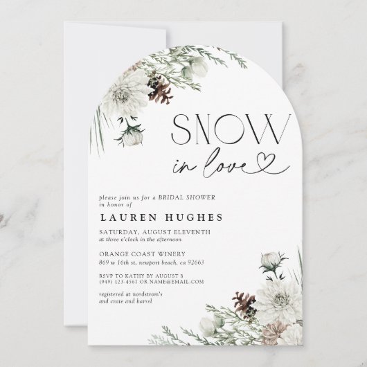 Sneeuw in Liefde Evergreen Bruids Douche uitnodigi Kaart (Voorkant)