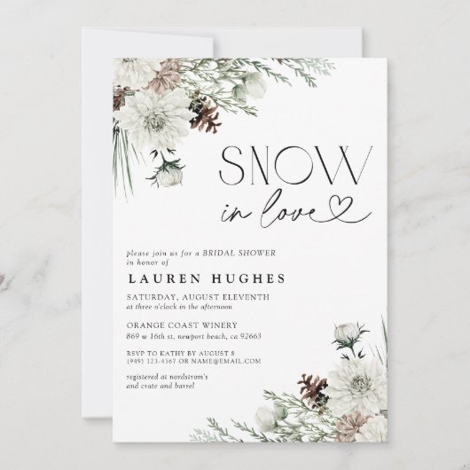 Sneeuw in Liefde Evergreen QR Bruids Douche uitnod Kaart (Voorkant)