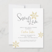 Sneeuw in Liefde Goud Sneeuwvlokken Bruids Winter Kaart (Voorkant)