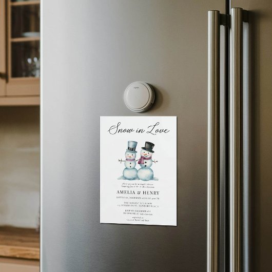Sneeuw in Liefde Grappige Winter Couples Vrijgezel Magnetische Uitnodiging