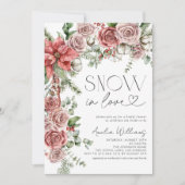 Sneeuw in liefde rode dennen winterbloemen kaart (Voorkant)