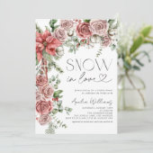 Sneeuw in liefde rode dennen winterbloemen kaart (Staand voorkant)