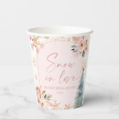 Sneeuw in liefde Roze Sneeuwvlok Winter Bruiloft Papieren Bekers (Achterkant)
