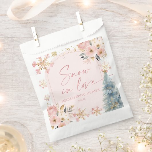 Sneeuw in liefde Roze Sneeuwvlokken Winter Bruidsu Bedankzakje (Geknipt)