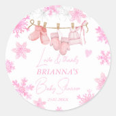 Sneeuw in liefde sneeuwvlokken baby shower gunst ronde sticker (Voorkant)
