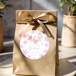 Sneeuw in liefde sneeuwvlokken baby shower gunst ronde sticker