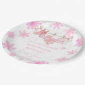 Sneeuw in liefde sneeuwvlokken baby shower monogra papieren bordje (Gekanteld)