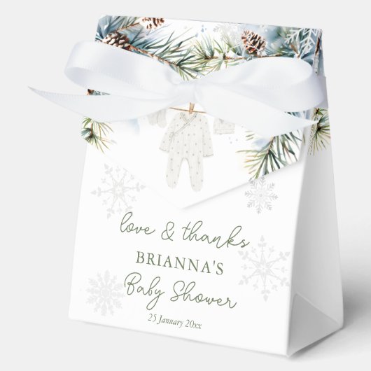 Sneeuw in liefde sneeuwvlokken winter baby shower  bedankdoosjes (Voorkant)