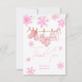 Sneeuw in liefde sneeuwvlokken winter baby shower bedankkaart (Voorkant)