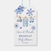 Sneeuw in liefde sneeuwvlokken winter baby shower  cadeaulabel (Voorkant)