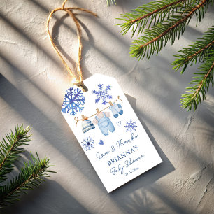 Sneeuw in liefde sneeuwvlokken winter baby shower cadeaulabel