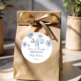 Sneeuw in liefde sneeuwvlokken winter baby shower  ronde sticker