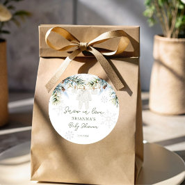 Sneeuw in liefde sneeuwvlokken winter baby shower ronde sticker