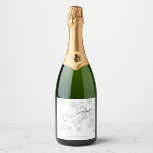 Sneeuw in liefde sparkling wijnetiket