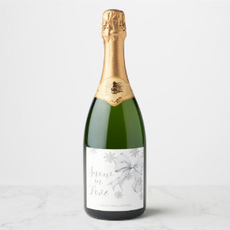 Sneeuw in liefde sparkling wijnetiket