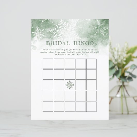 Sneeuw in Liefde Vrijgezellenfeest Bingo Game (Staand voorkant)