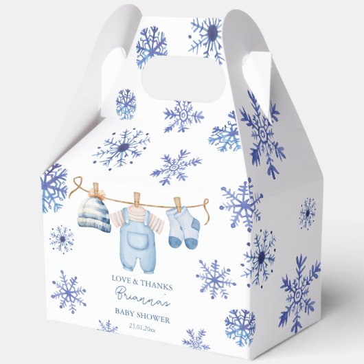 Sneeuw in liefde winter baby shower monogrammed bedankdoosjes (Voorkant)