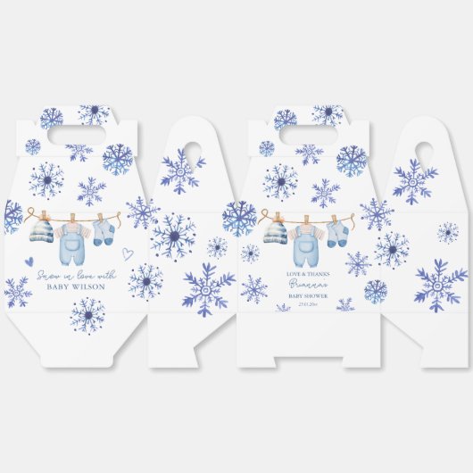 Sneeuw in liefde winter baby shower monogrammed bedankdoosjes (Ongevouwen)