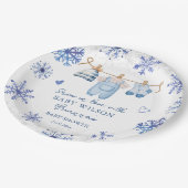 Sneeuw in liefde winter baby shower monogrammed papieren bordje (Gekanteld)