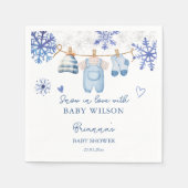 Sneeuw in liefde winter baby shower monogrammed servet (Voorkant)