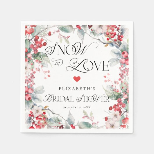 Sneeuw in liefde Winter Bloemen Botanische Bruidsd Servet (Voorkant)