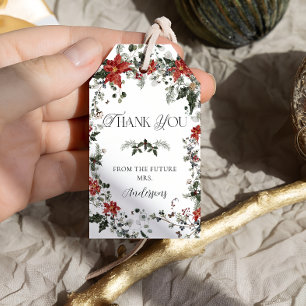 Sneeuw in liefde Winter Bloemrijke Bruidsdouche Cadeaulabel