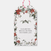 Sneeuw in liefde Winter Bloemrijke Bruidsdouche Cadeaulabel (Achterkant)