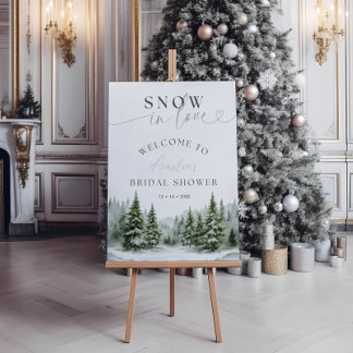 Sneeuw in liefde Winter bruids douche bord Perfect Poster