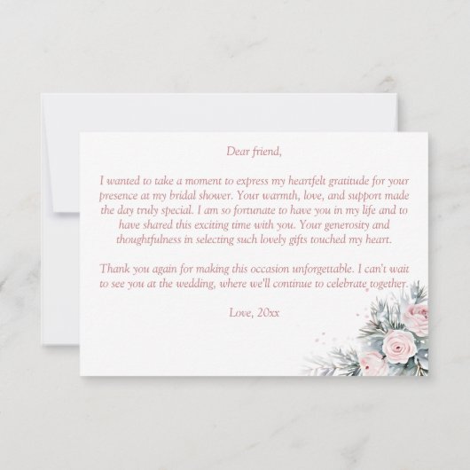 Sneeuw in liefde winter bruidsdouche besneeuwde de bedankkaart (Achterkant)