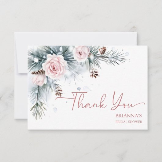 Sneeuw in liefde winter bruidsjonker sneeuwende de bedankkaart (Voorkant)