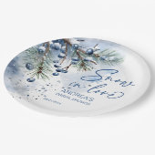 Sneeuw in liefde winter bruidsmeisje cadeau monogr papieren bordje (Gekanteld)