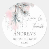 Sneeuw in liefde winter bruidsmeisje cadeautje ronde sticker (Voorkant)