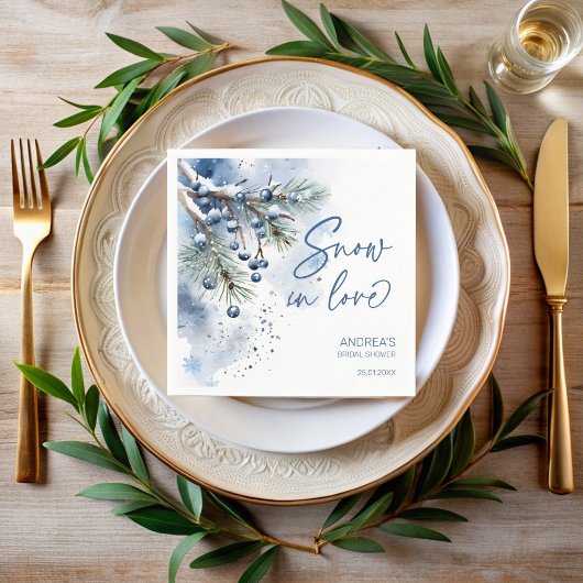 Sneeuw in liefde winter bruidsmeisje monogram servet