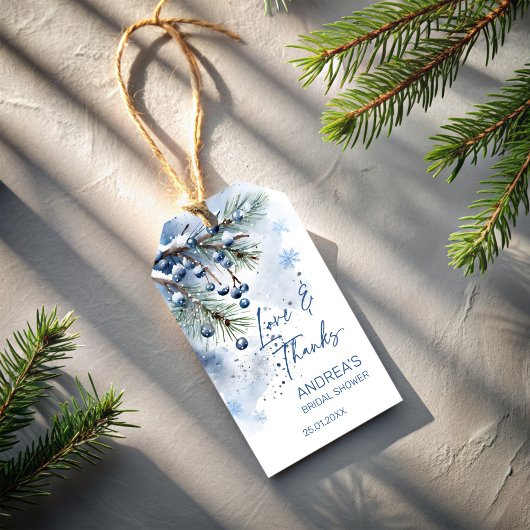 Sneeuw in liefde winter bruidsmeisjes cadeaus cadeaulabel