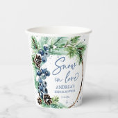 Sneeuw in liefde winter bruidsmeisjesfeest dennen  papieren bekers (Voorkant)