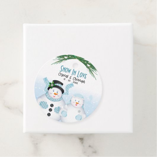 Sneeuw in liefde winter bruiloft bedankjes labels (In situ)